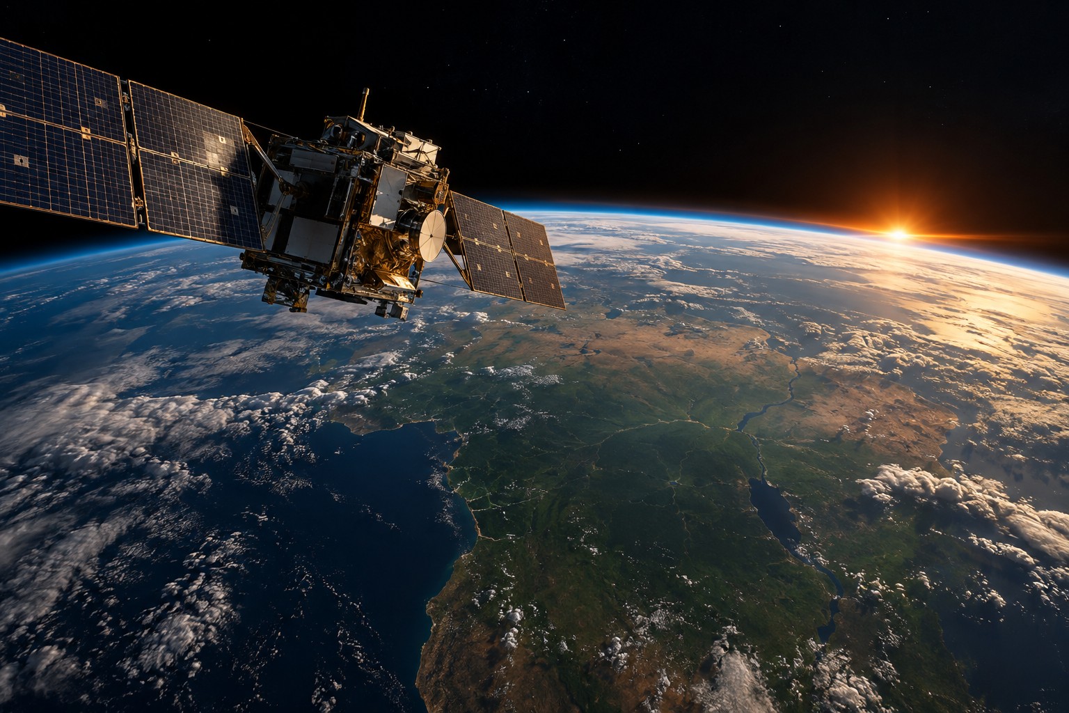 Illustration générée : satellite et Terre